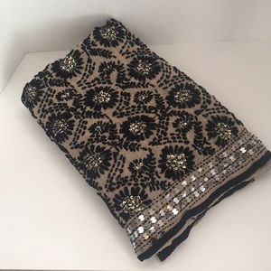 Embroidered and beaded large shawl